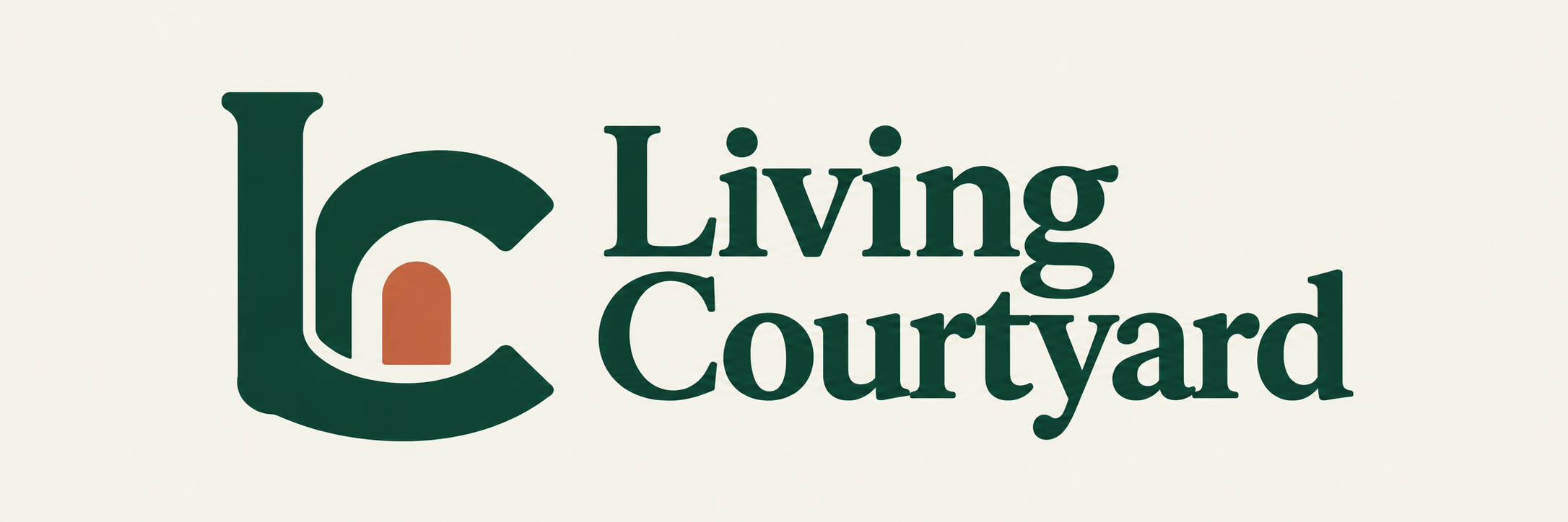 Living Courtyard — LC monogram with a terracotta doorway